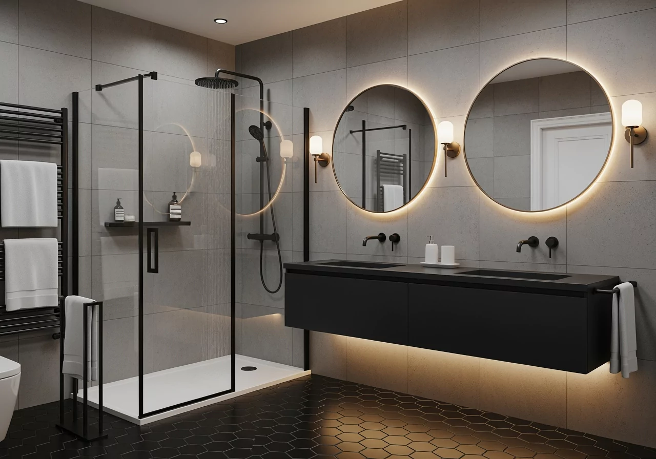 Black Fixtures and Metallic Accents